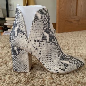 Steve Madden Rookie booties in Grey Snake Print